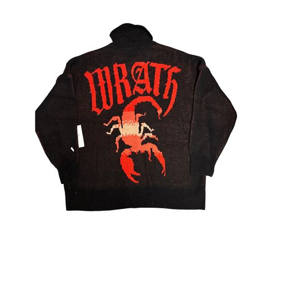 Spirit Jersey Los Angeles Scorpion Knit Zip Cardigan Sweater Black Red L - Picture 2 of 7